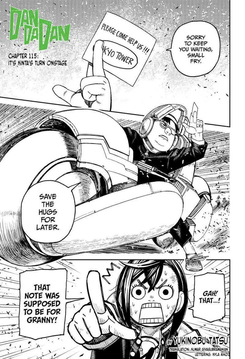 Kinta arrives in a motorcycle with a note. Momo freaks out and says the note is for Grandma.